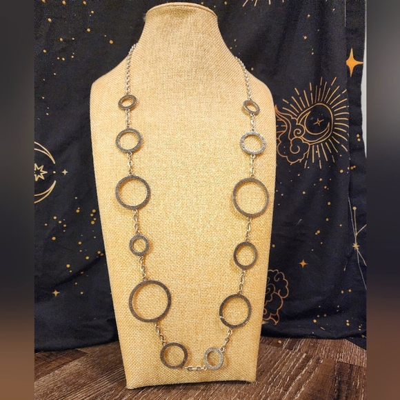 Brighton TOWNSEND Silver Marcasite Open Circle Necklace - Picture 1 of 4